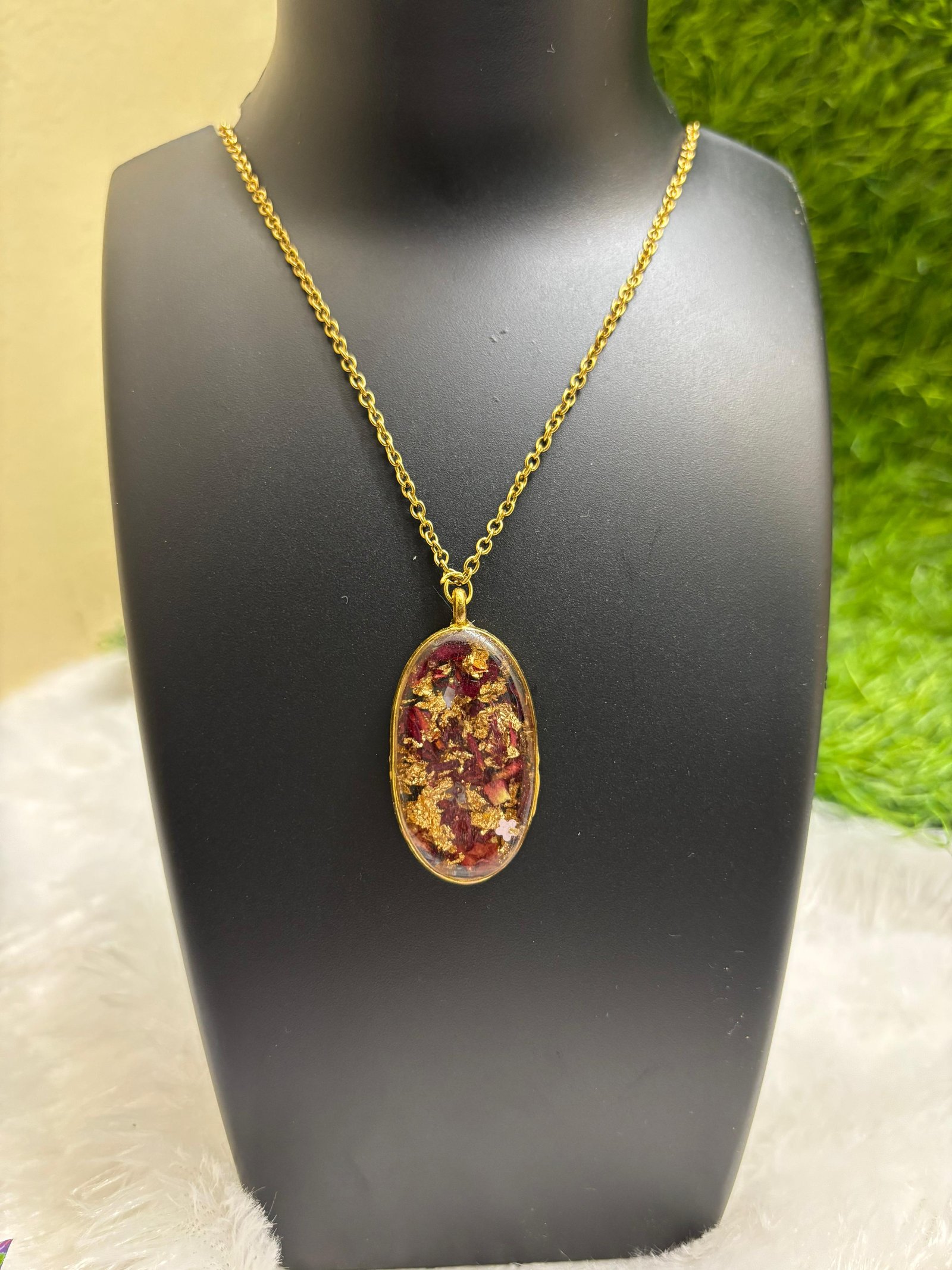  Real Dried & Floral Resin Pendants with  Chain Neckpiece